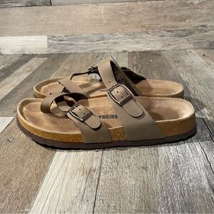 CUSHIONAIRE Sandal Luna Flexible Cork footbed Suede Genuino,Leather Womens Sz7.5